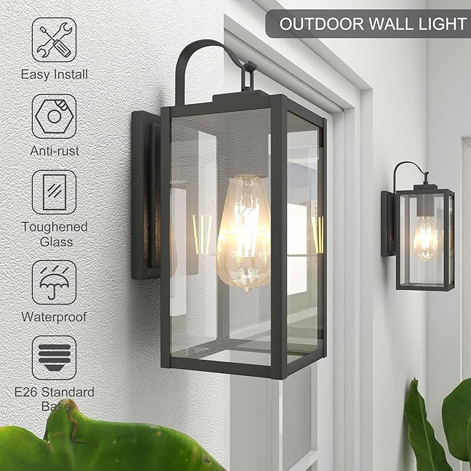 Pia Ricco Outdoor Wall Lights, Matte Black Exterior Light Fixture - Image 2