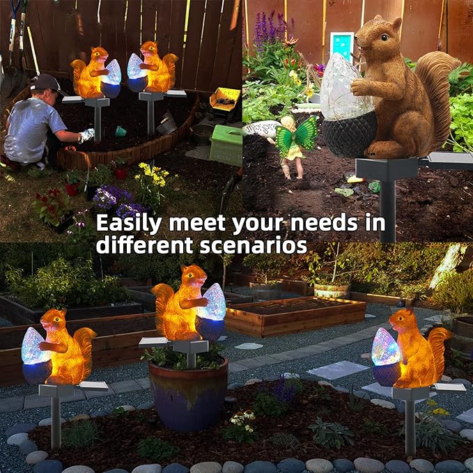 Upgraded Solar Garden Lights Outdoor Decor, Solar Squirrel Stake Lights - Image 3