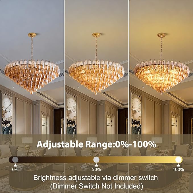 37" Extra Large Chandelier, 14-Light Gold Modern Round Chandelier - Image 5