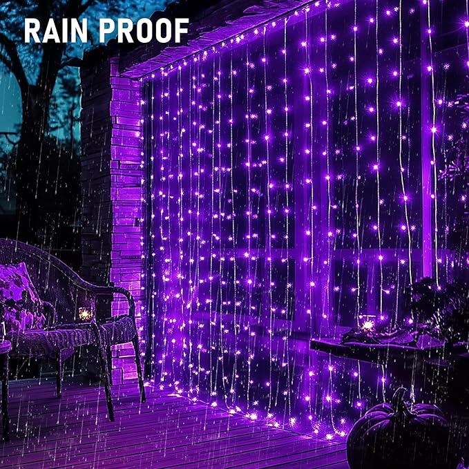 Dazzle Bright 300 LED Christmas Curtain String Lights, Halloween Fairy Lights - Image 6
