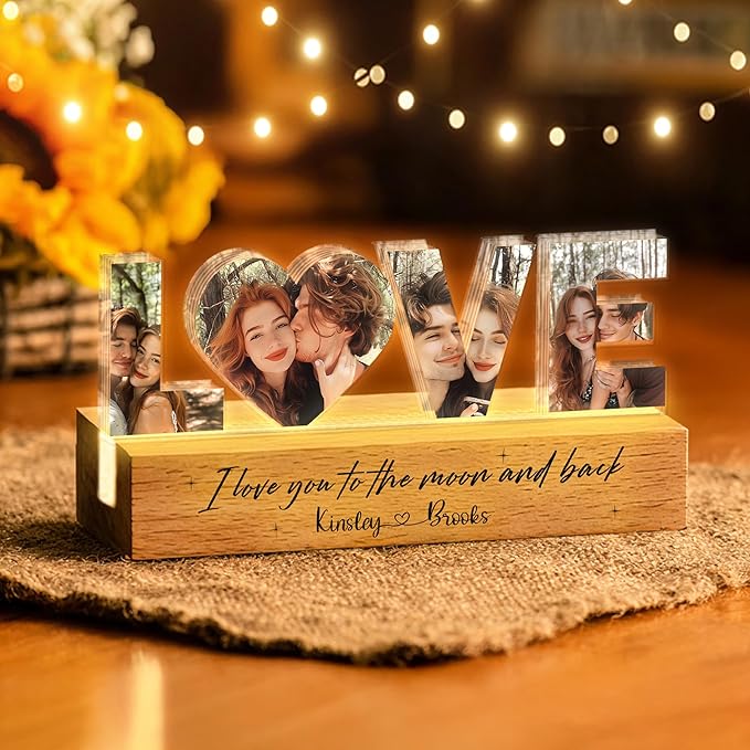 Personalized Couple Photo Collage Night Light – Custom Name, Photo & Quote - Image 5