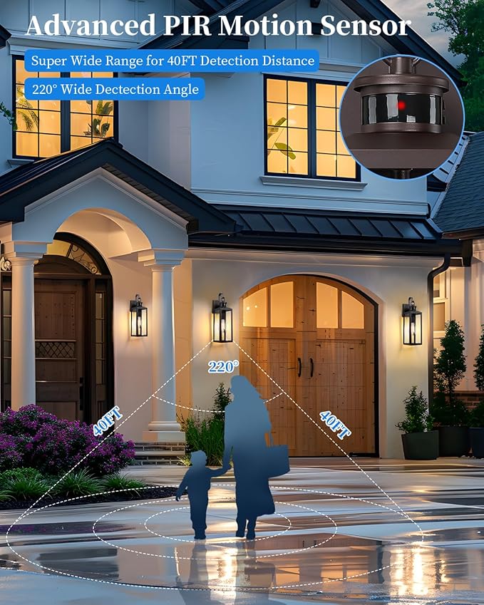 17'' Motion Sensor Outdoor Lights Wall Mount, Dusk to Dawn Exterior Light - Image 4