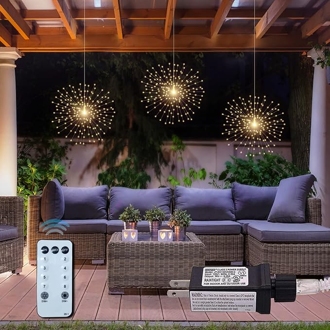 3 Pack 600 LED Plug-in Starburst Lights, Firework Light 8 Modes Dimmable Remote - Image 6