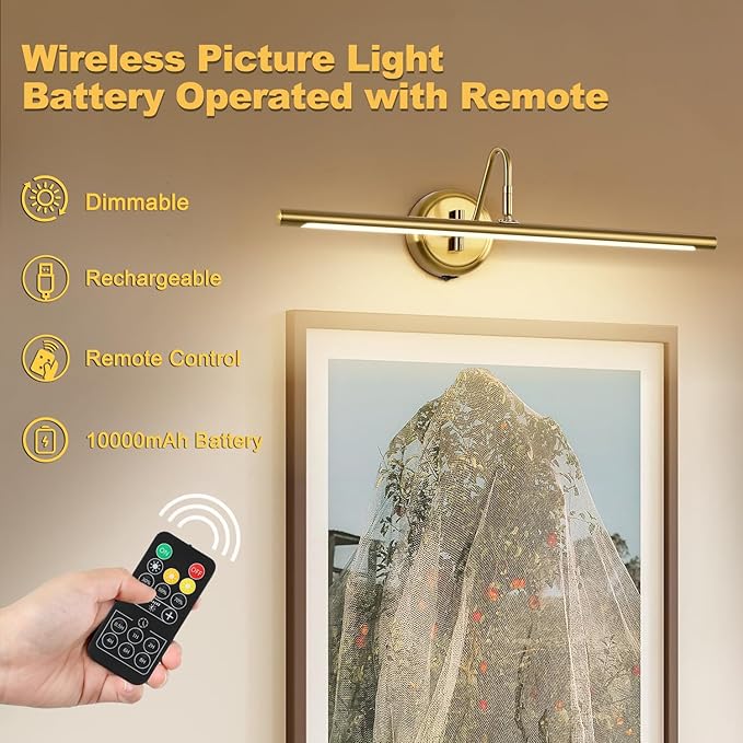 JOOSENLUX Battery Operated Picture Lights Modern Wireless Wall Lights 24.4" - Image 7