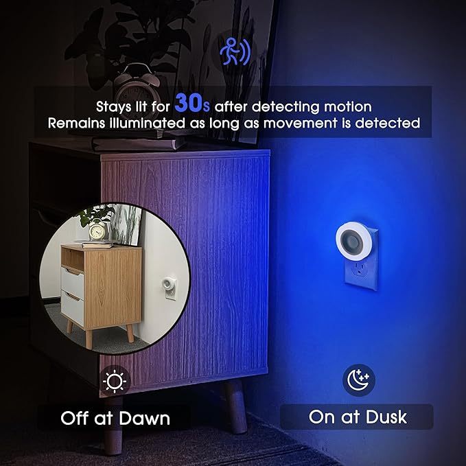 Briignite Motion Sensor Night Light Blue, Night Lights Plug into Wall, Auto - Image 2