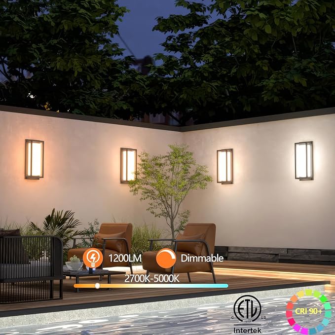 Dimmable LED Outdoor Wall Sconce, Modern Porch Lights 2700K 3000K 3500K 4000K - Image 5