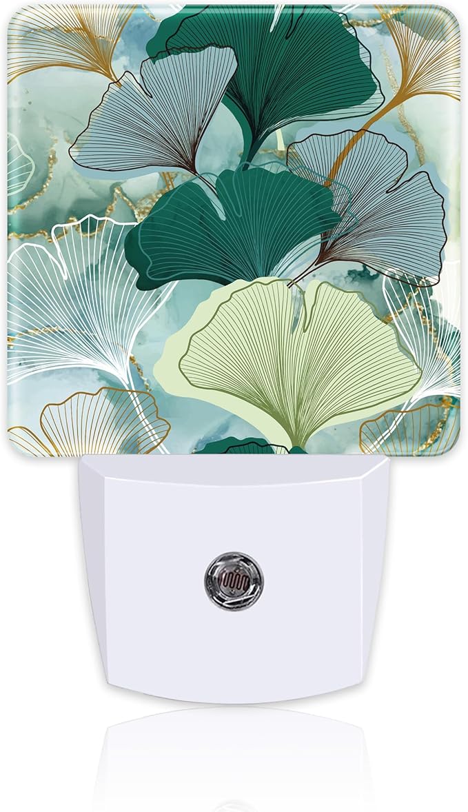 Green Gold Ginkgo Leaves Night Light by sndheke