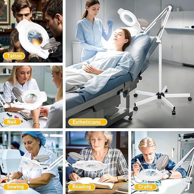 10X Magnifying Glass with Light and Stand, 2200 Lumens Dimmable Magnifying - Image 9