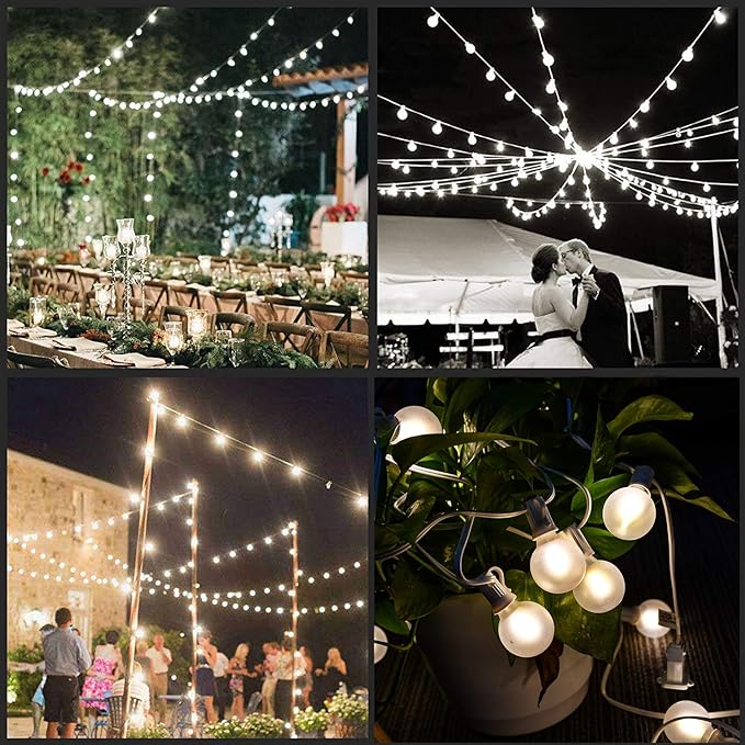 25Ft G40 LED Outdoor Christmas Frosted White String Lights - Image 6