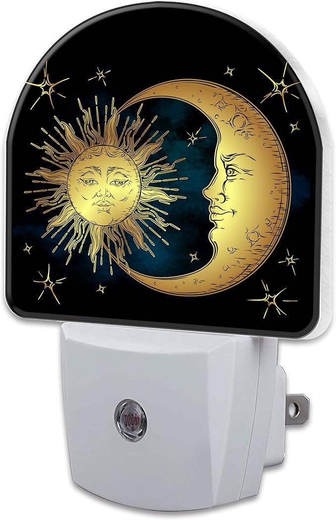 Crescent Moon and Stars Night Light Plug into Wall, Boho Sun Moon Dusk to Dawn by sndheke
