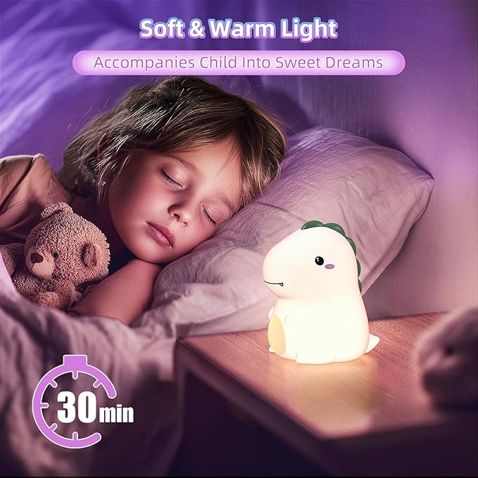 Dinosaur Night Light for Boys, Dino Lamp Silicone Light, 16 Color Nightlight - Image 3