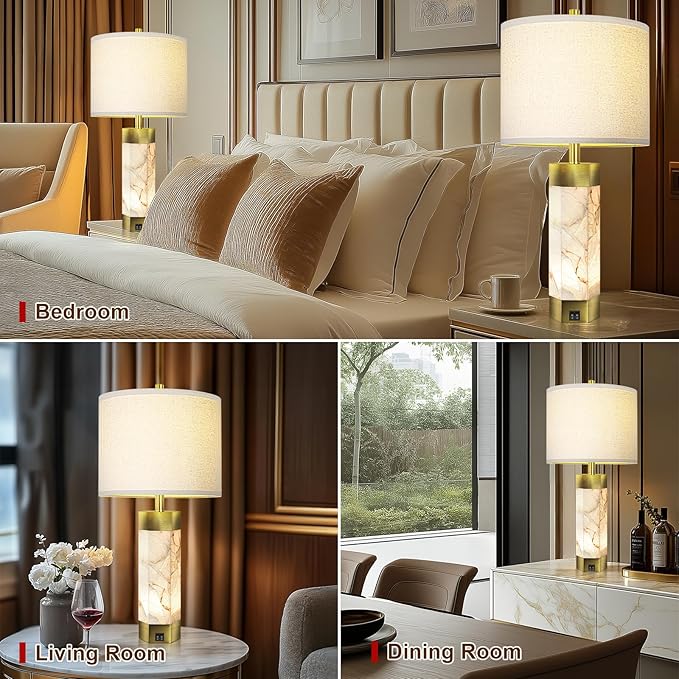 Natural Alabaster Table Lamps Set of 2, Table Lamp - Image 6