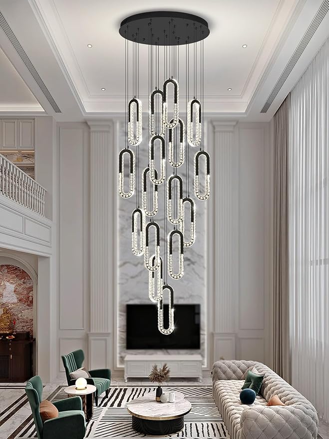 H138 Modern Crystal Chandelier, Luxury Oval Ring LED Pendant Light - Image 8