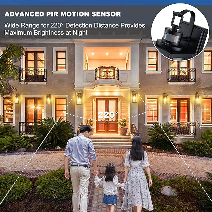 Pia Ricco Motion Sensor Outdoor Wall Lantern, Dusk to Dawn Lighting Sconce - Image 3