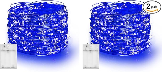 Dazzle Bright Fairy Lights Battery Operated, 2 Pack Total 40FT 120LED Silver by DazzleBright