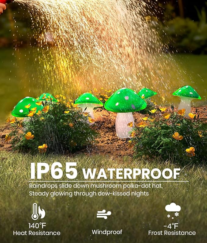 Upgraded Solar Mushroom Lights Outdoor, 9 Pack Garden Stake Light - Image 4