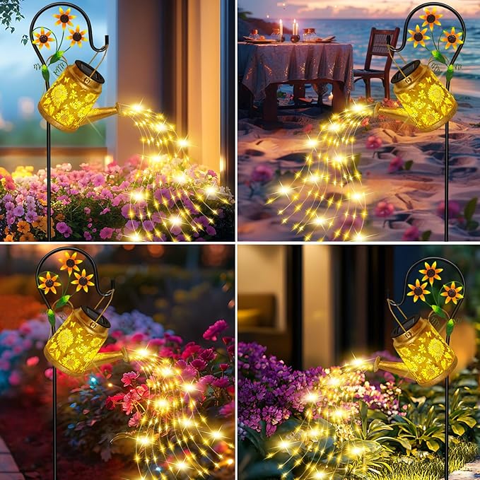 Christmas Gifts Sunflower Solar Watering Can Lights, Outdoor Waterproof Garden - Image 5