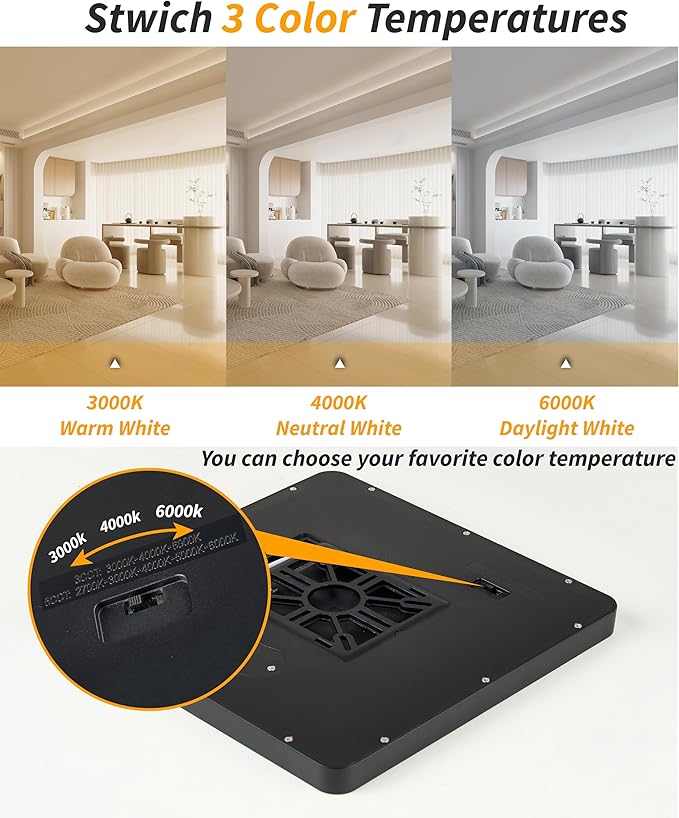 Square Led Flush Mount Ceiling Light, 20 Inch 40w 4520lm led Light 3000k - Image 5