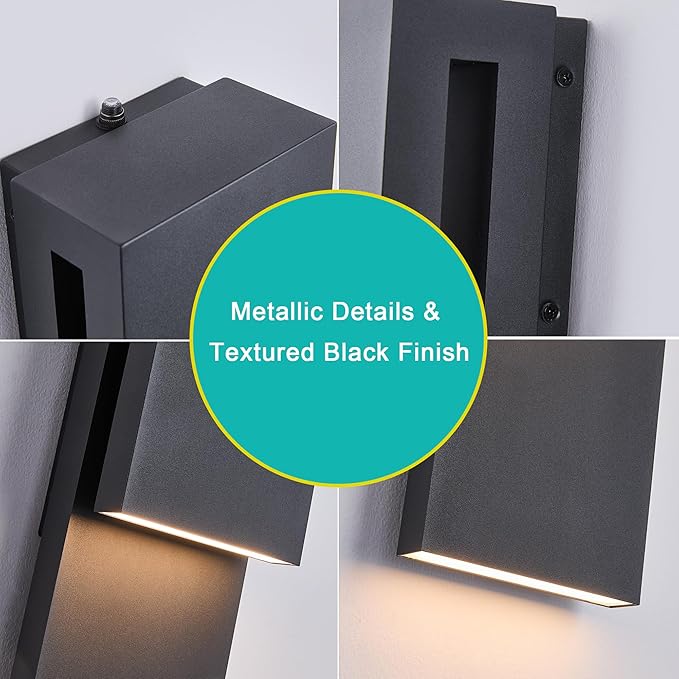 Dusk to Dawn Outdoor Wall Lights 2 Packs, Modern Minimalist Outdoor Fixture - Image 9