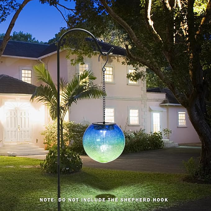 Hanging Solar Lights Outdoor Solar Lanterns Outdoor Decorative Cracked Glass - Image 4