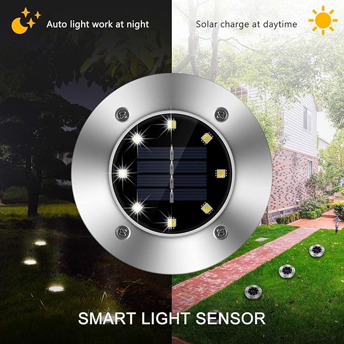 ZGWJ 8 Pack Solar Ground Lights, 8 LED Upgraded Outdoor Garden Lights Landscape - Image 3