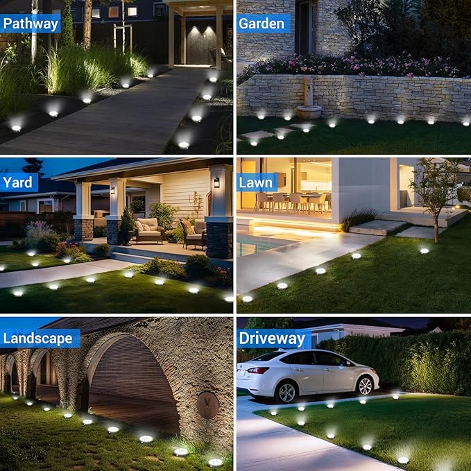 Peasur Solar Ground Lights Outdoor, 18 Pack Flat Solar Powered Disc Lights - Image 6