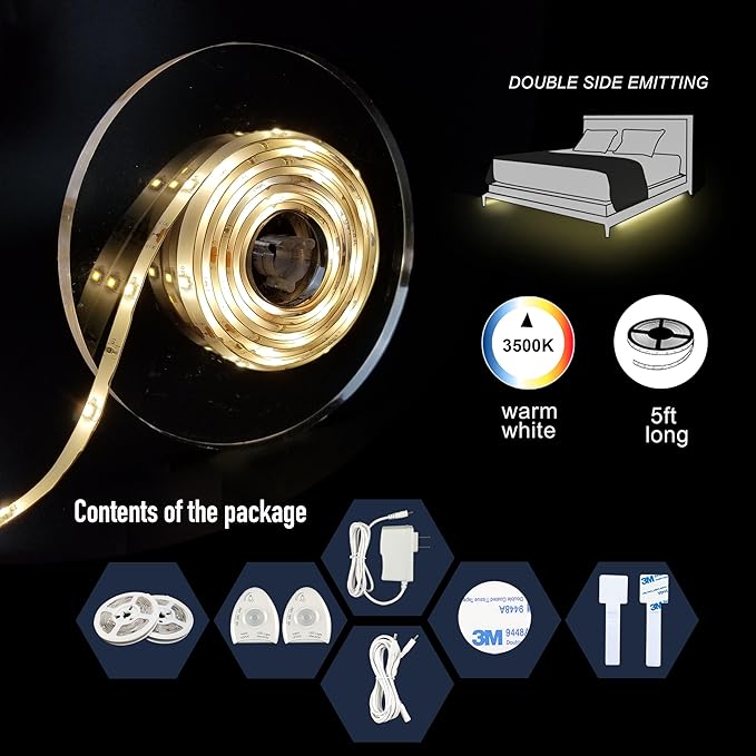 Under Bed Lights Motion Sensor, Motion Activated Bed Lighting, 12V Power Adapter - Image 2