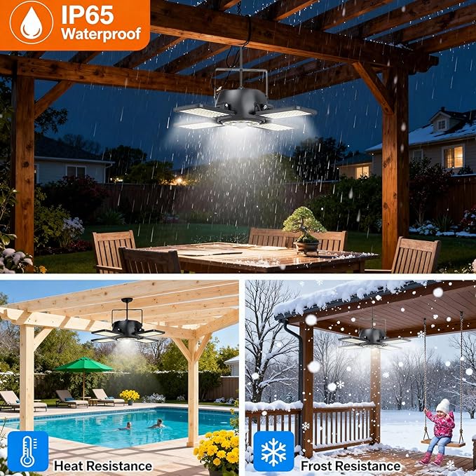 Solar Shed Light Outdoor Indoor Upgrade 1200LM 174LED 4 and 1 Heads Motion - Image 5