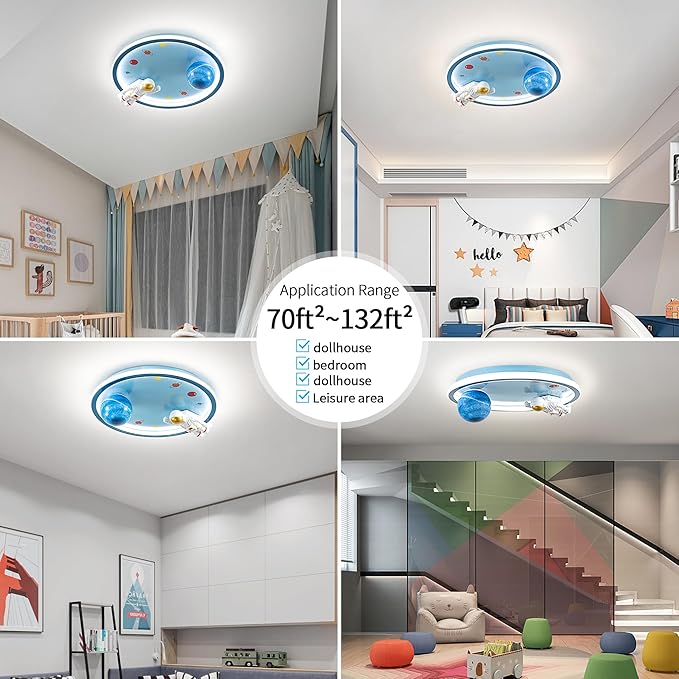 Astronaut Ceiling Light Fixture 20" Dimmable Kids Flush Mount Ceiling Lights - Image 7