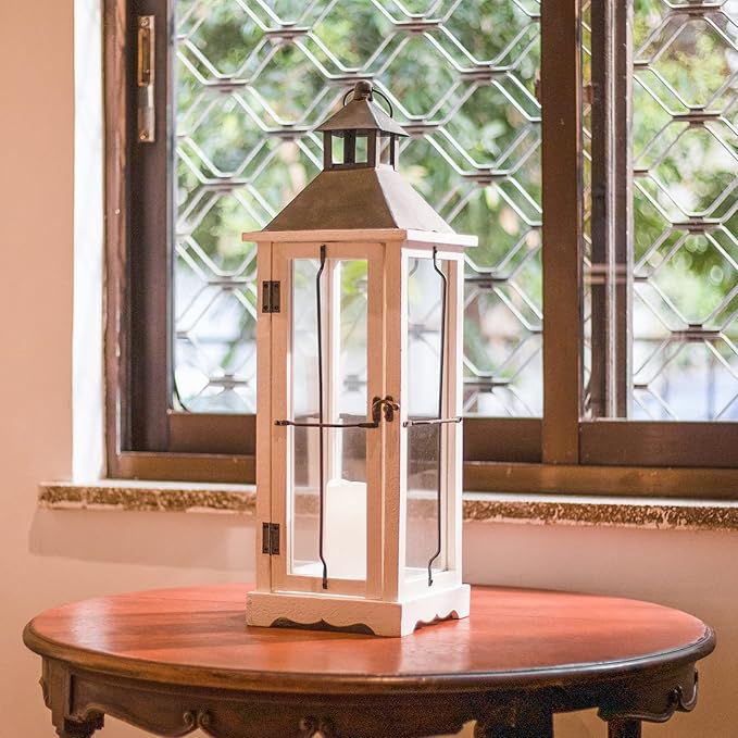 Bdor 26in Farmhouse White IP65 Waterproof Wood Metal Decorative Lanterns - Image 5