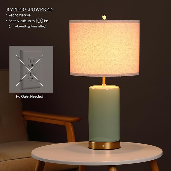 O’Bright Dune - Battery Powered Table Lamp, Rechargeable Cordless Ceramic Lamp - Image 2