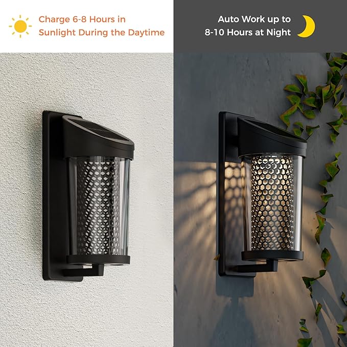 Solar Yard 4-Pack Outdoor Wall Lights, Light Fixture, LED Exterior Lighting - Image 4