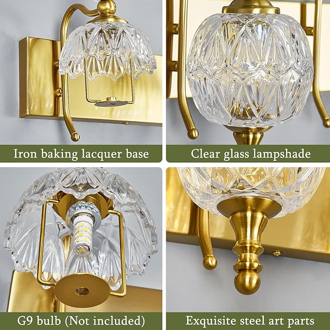 Modern Crystal Bathroom Vanity Lights Fixtures Over Mirror Gold Vintage - Image 3
