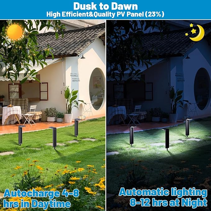Sunvivo Solar Path Lights, 2 Modes, Bright Solar Path Light Outdoor Waterproof - Image 4