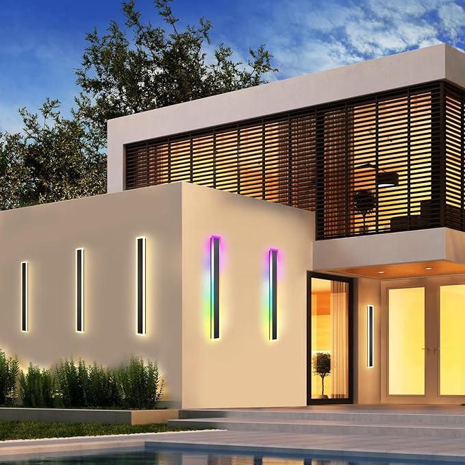 Outdoor RGB Long Wall Lights, 70.8inch 2 Pack RGB/Warm/White Dimmable Modern - Image 7