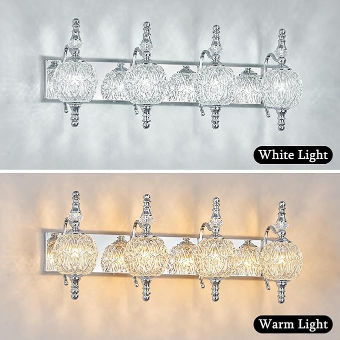 Modern Crystal Bathroom Vanity Lights Fixtures Over Mirror Chrome Vintage - Image 5