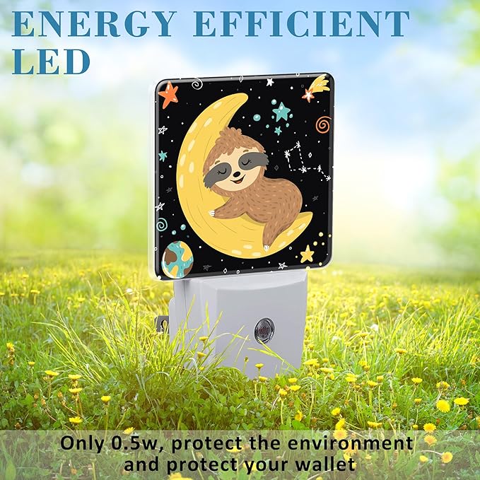 Night Light for Kids Girls Boys, Cute Baby Sloth Sleeping on Moon LED Night - Image 6