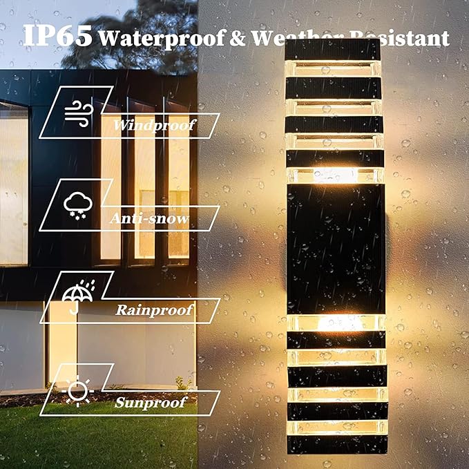 6Pack 18inch LED Square Up & Down Wall Lights, 24W Outdoor Wall Light 4000K Day - Image 5