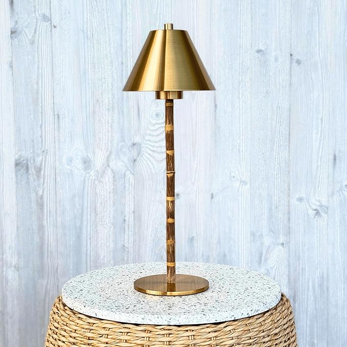 Bamboo Cordless LED Table Lamp – Rechargeable 24-Hour Battery, Dimmable Warm by LUXELYKOS