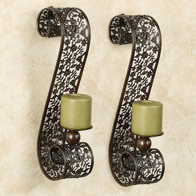 Touch of Class Classic Elegant Scrolling Diandre Metal Wall Sconce Pair - Image 2
