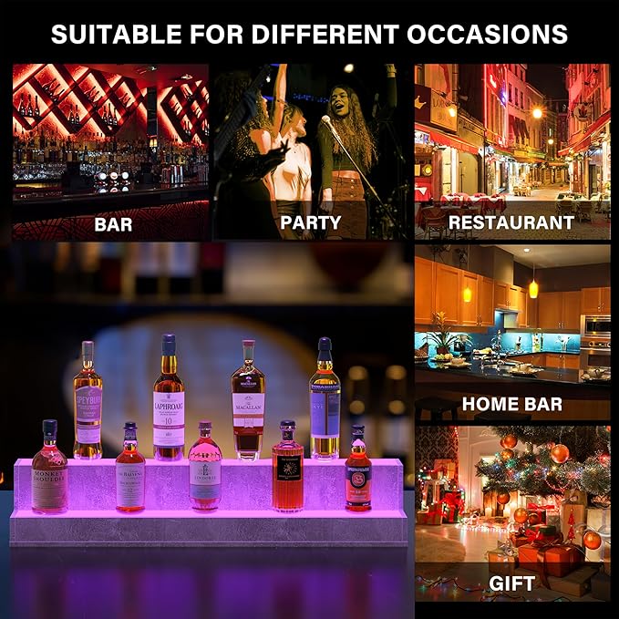 LED Lighted Liquor Bottle Display Shelf, 38 Inch Bar Display Shelf, DIY - Image 5