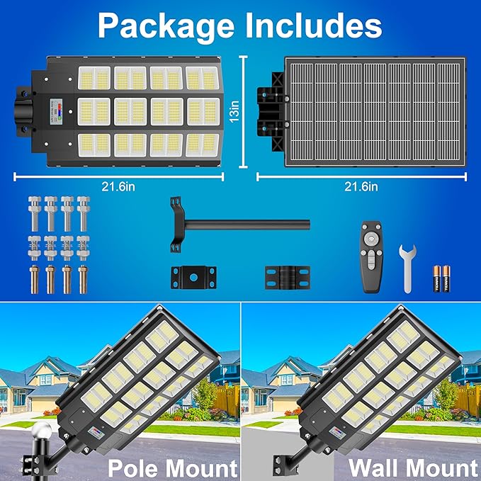 loyoele 9000W Solar Street Lights Outdoor 240000 Lumens Solar Flood Light - Image 8