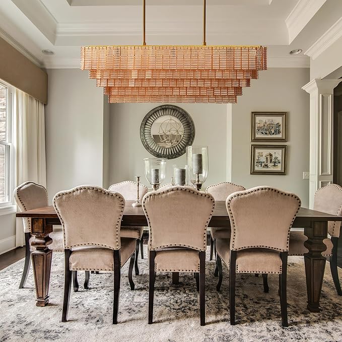 Rectangular Large Chandelier for Dining Room, Linear Chandelier - Image 4