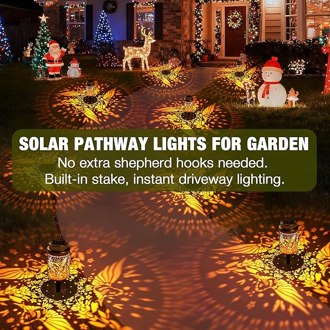 Cooo 4 Pack Solar Lanterns Outdoor Waterproof Hummingbird Red_Sage Solar - Image 6