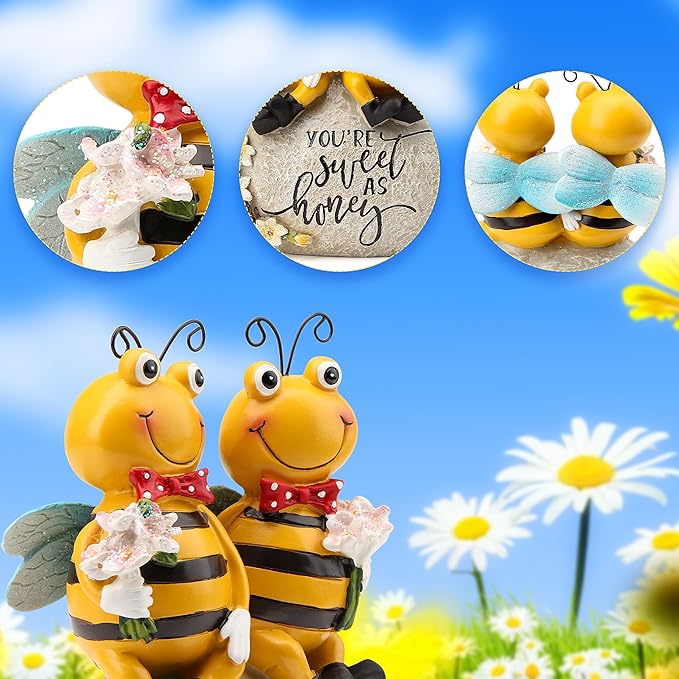 Bee Statue for Garden Decorations Honey Bee Figurine for Outdoor Patio Lawn - Image 5