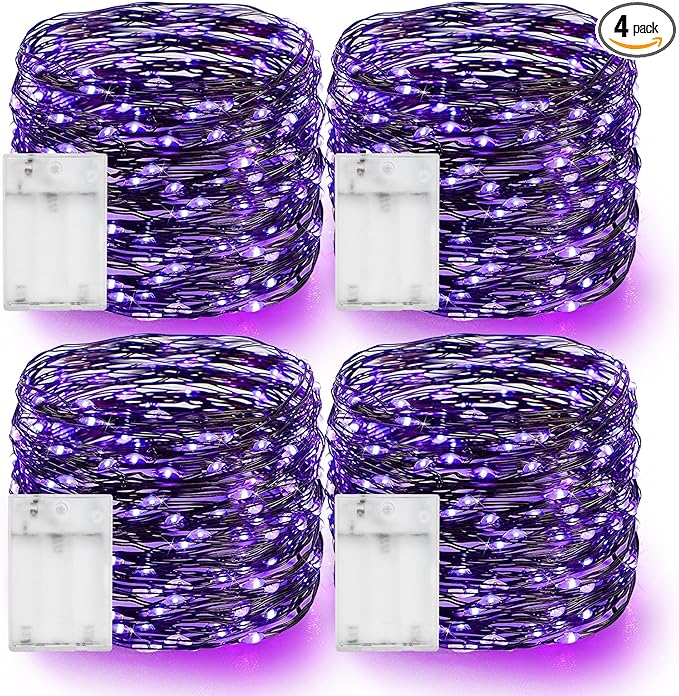 Dazzle Bright Purple Halloween Fairy String Lights, 4 Pack Total 80FT 240LED by DazzleBright