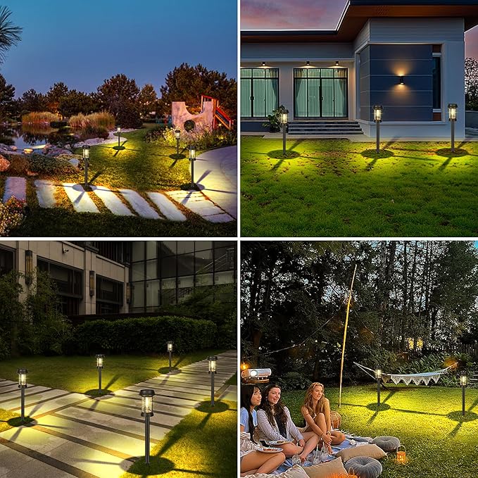 Solar Pathway Lights, 8 Pack Glass Solar Lights Outdoor, Solar Stake Lights - Image 5