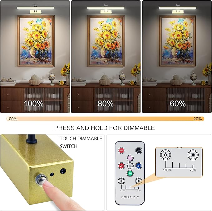 Picture Light, Picture Lights for Wall Cordless, Battery Wall Lights for - Image 3
