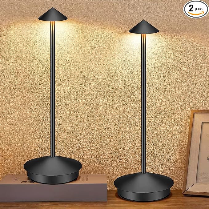 Portable Led Cordless Lamp Table Light 2 Pack, Rechargeable 6000mAh Battery by XMINKDZA