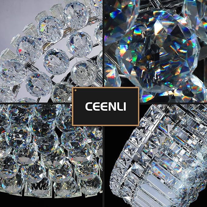 6-Lights Crystal Flush Mount Chandelier Light Fixture - Image 7